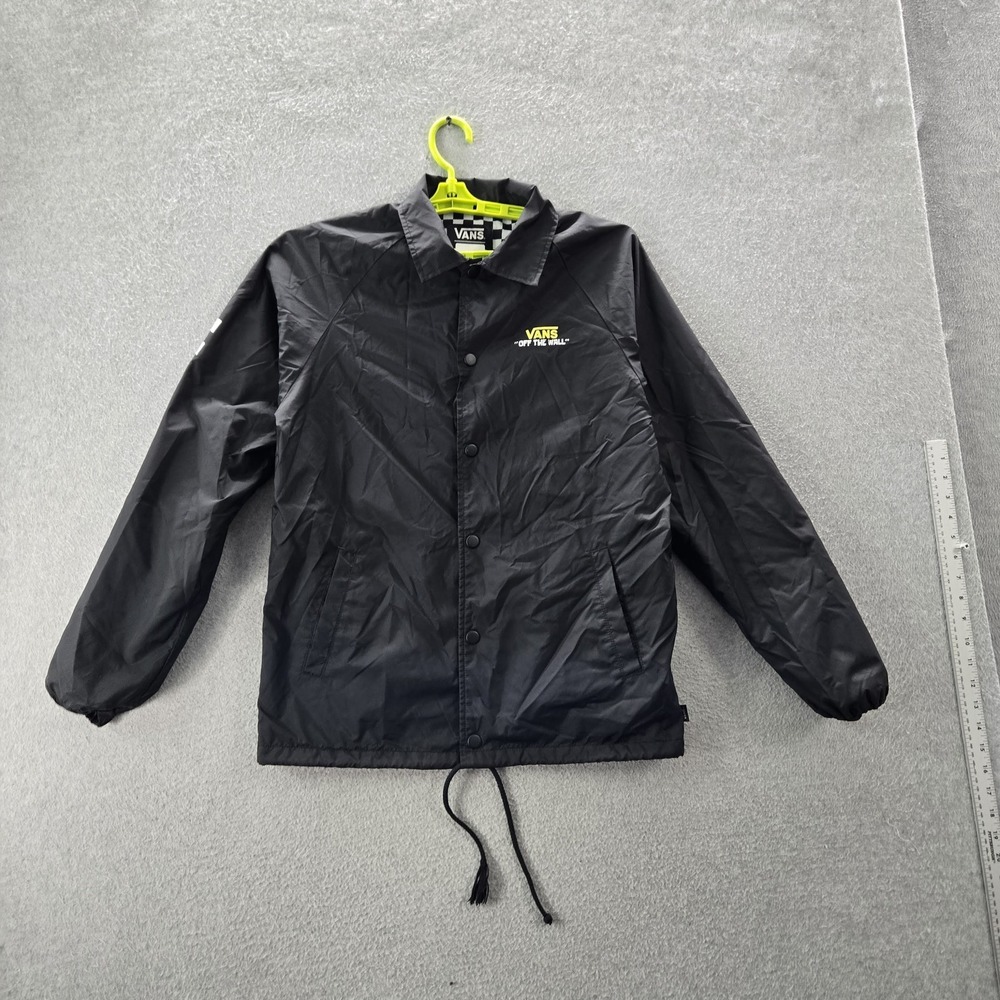Vans Men Jacket SMALL Black Graphic Print Spongebob Rainbow Coach Jacket